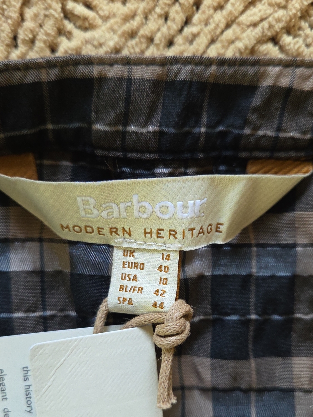 Barbour 'Lorelei' Brown Plaid Popover Blouse - Size 10 - Picture 7 of 9